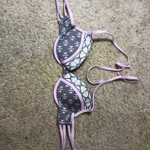 Grey and Purple Aztec Bikini Top